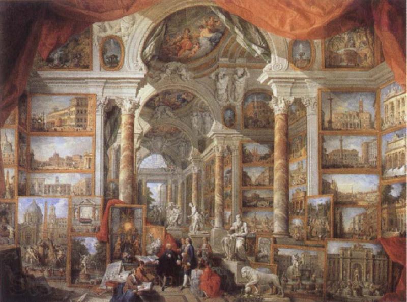 Giovanni Paolo Pannini Picture Gallery with views of Modern Rome Norge oil painting art